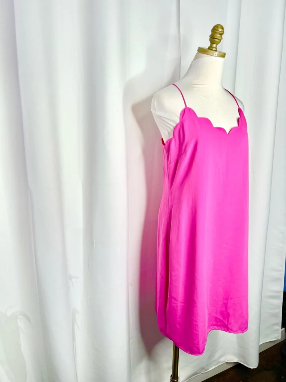 J.CREW SCALLOPED NECK RACERBACK SLIP DRESS